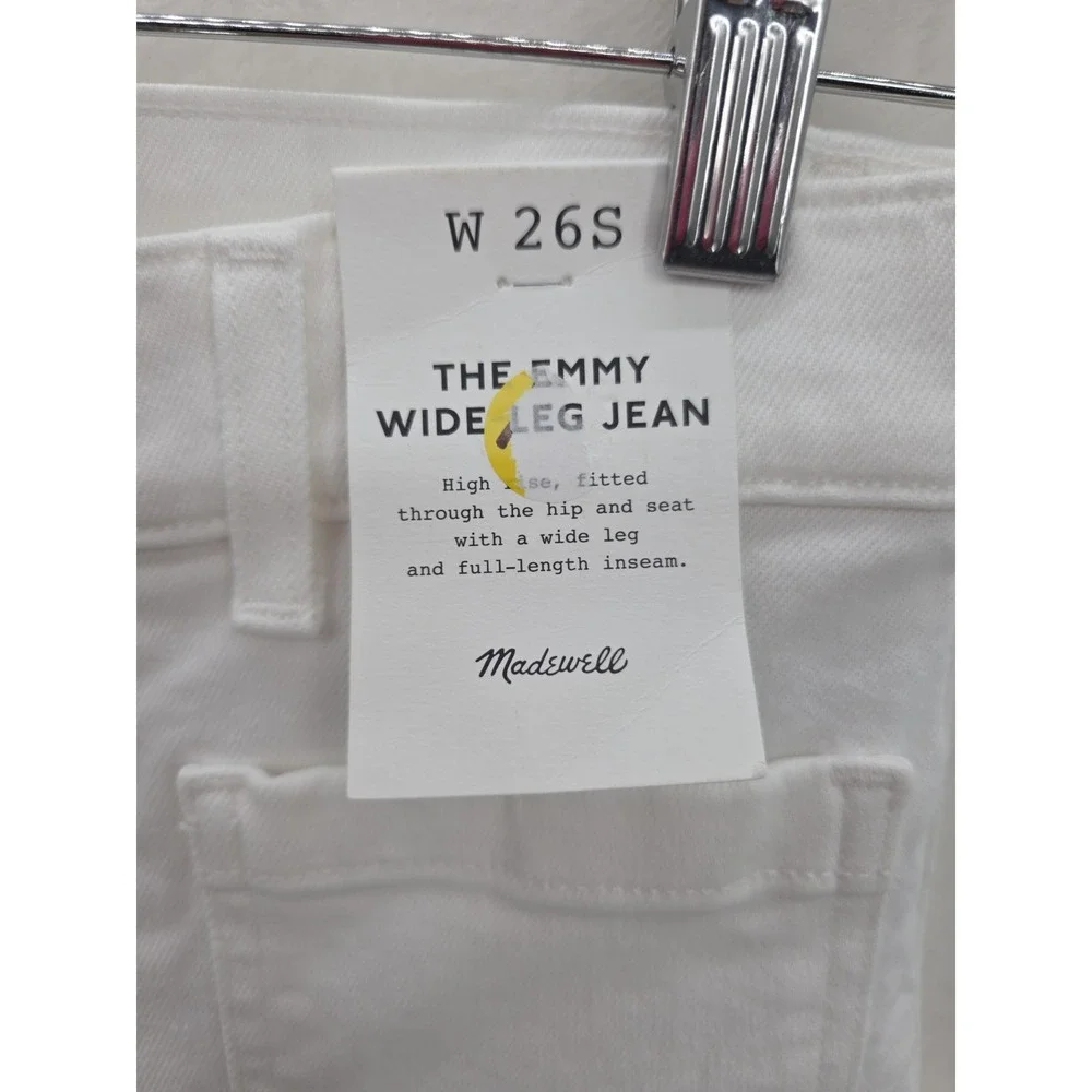 NWT Madewell The Emmy Wide Leg Jeans Women's 26S White High Rise Wide Leg Denim